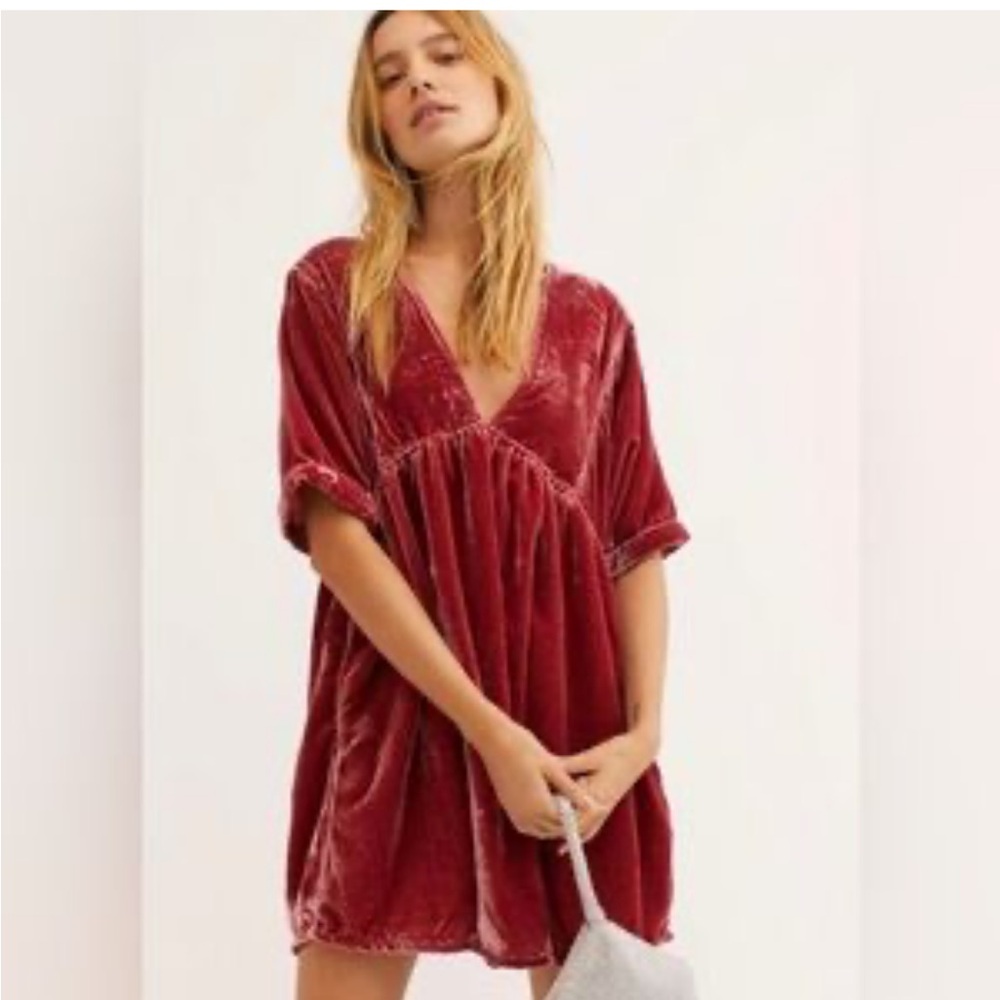 Free People Ivy Velvet Mini Babydoll Dress